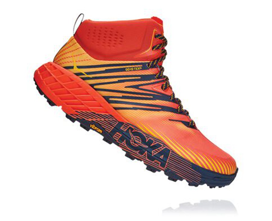 Chaussure Trail Hoka One One Speedgoat Mid Gore-Tex 2 Homme - Rouge - DZI-518329